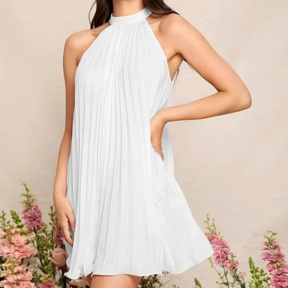 Pleated Mini Dress white - Picture 3 of 5